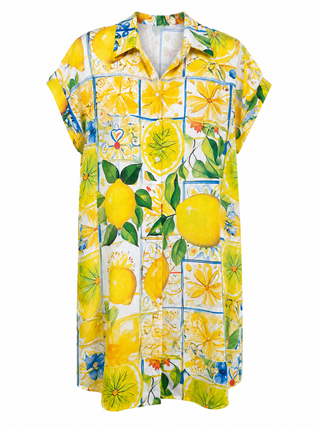 Lemon Block Italian Button Down Dress