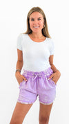Tencel Mineral Washed Shorts - B Lavender-170 Bottoms-Zenana-Coastal Bloom Boutique, find the trendiest versions of the popular styles and looks Located in Indialantic, FL