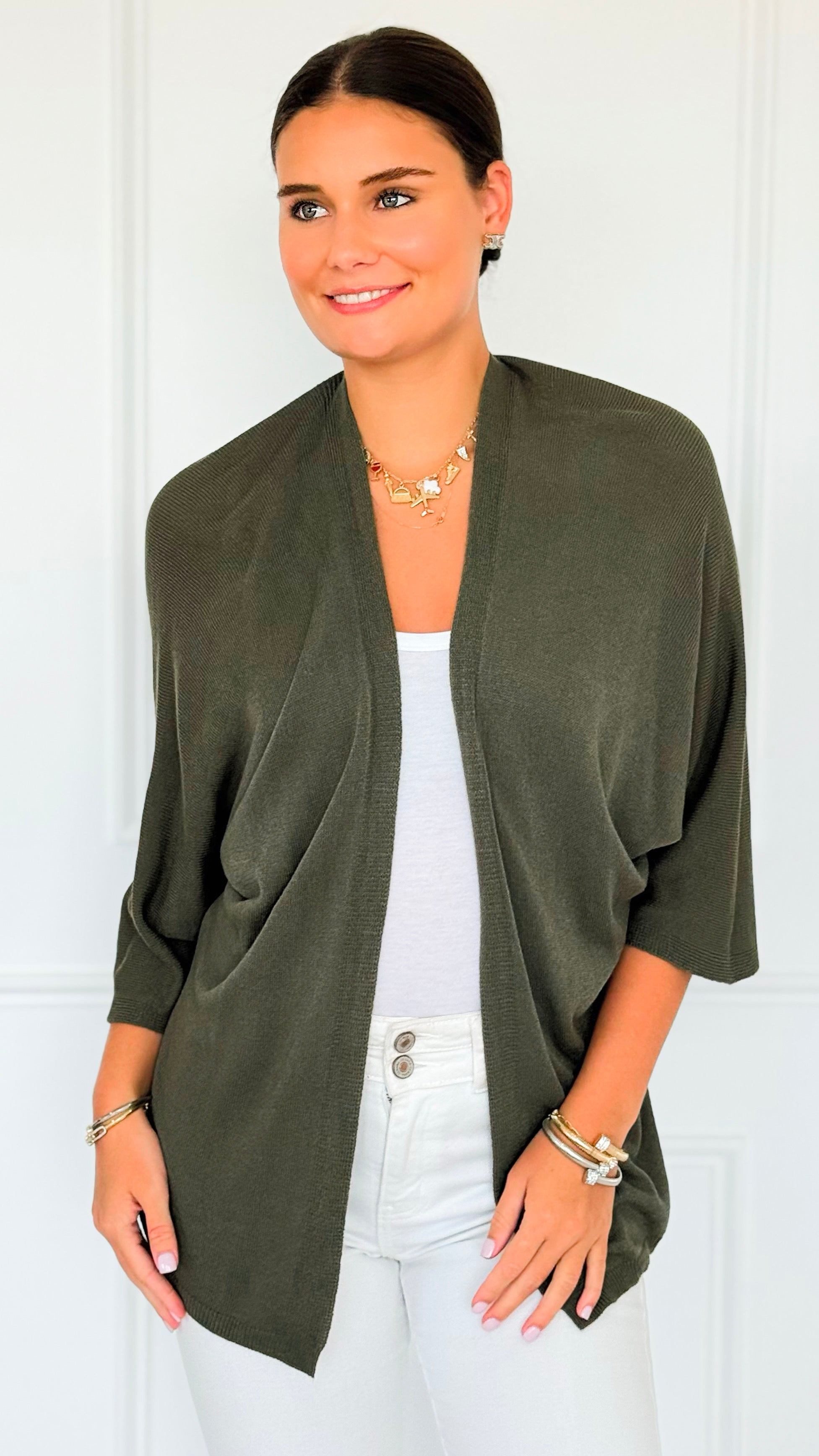 Sunday Italian Modal Cardigan- Olive-150 Cardigan Layers-Italianissimo-Coastal Bloom Boutique, find the trendiest versions of the popular styles and looks Located in Indialantic, FL