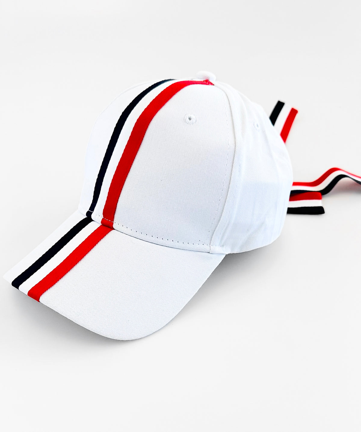 Weekend Stripe Bow Baseball Cap - White-260 Other Accessories-h&d-Coastal Bloom Boutique, find the trendiest versions of the popular styles and looks Located in Indialantic, FL