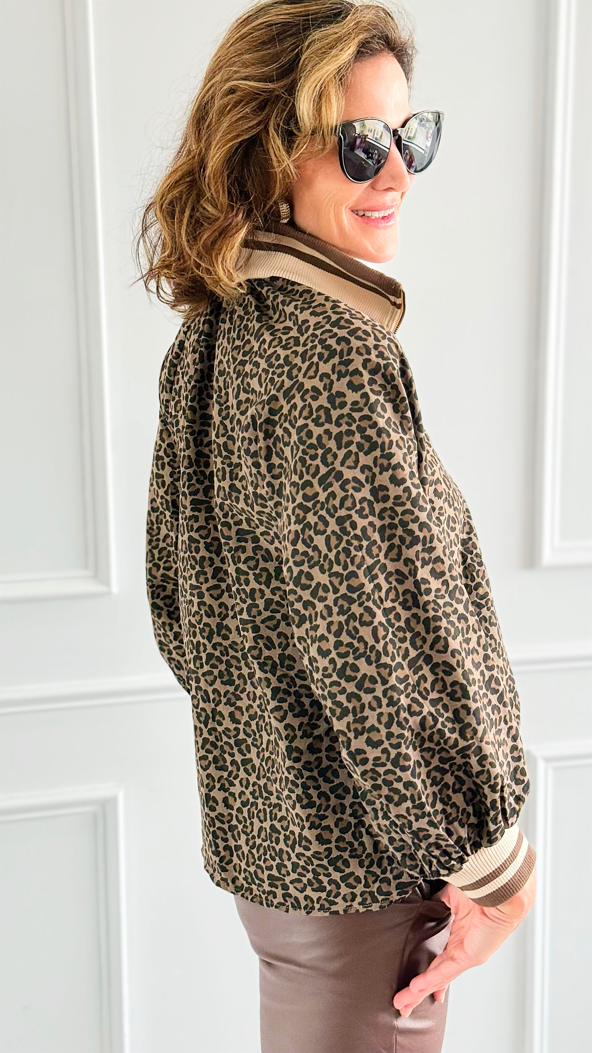 Wild Side Quarter-Zip Top-130 Long Sleeve Tops-ENTRO-Coastal Bloom Boutique, find the trendiest versions of the popular styles and looks Located in Indialantic, FL