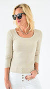 Vibrant Ribbed Long Sleeve Top - Beige-110 Long Sleeve Tops-Mono B-Coastal Bloom Boutique, find the trendiest versions of the popular styles and looks Located in Indialantic, FL