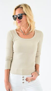 Vibrant Ribbed Long Sleeve Top - Beige-110 Long Sleeve Tops-Mono B-Coastal Bloom Boutique, find the trendiest versions of the popular styles and looks Located in Indialantic, FL