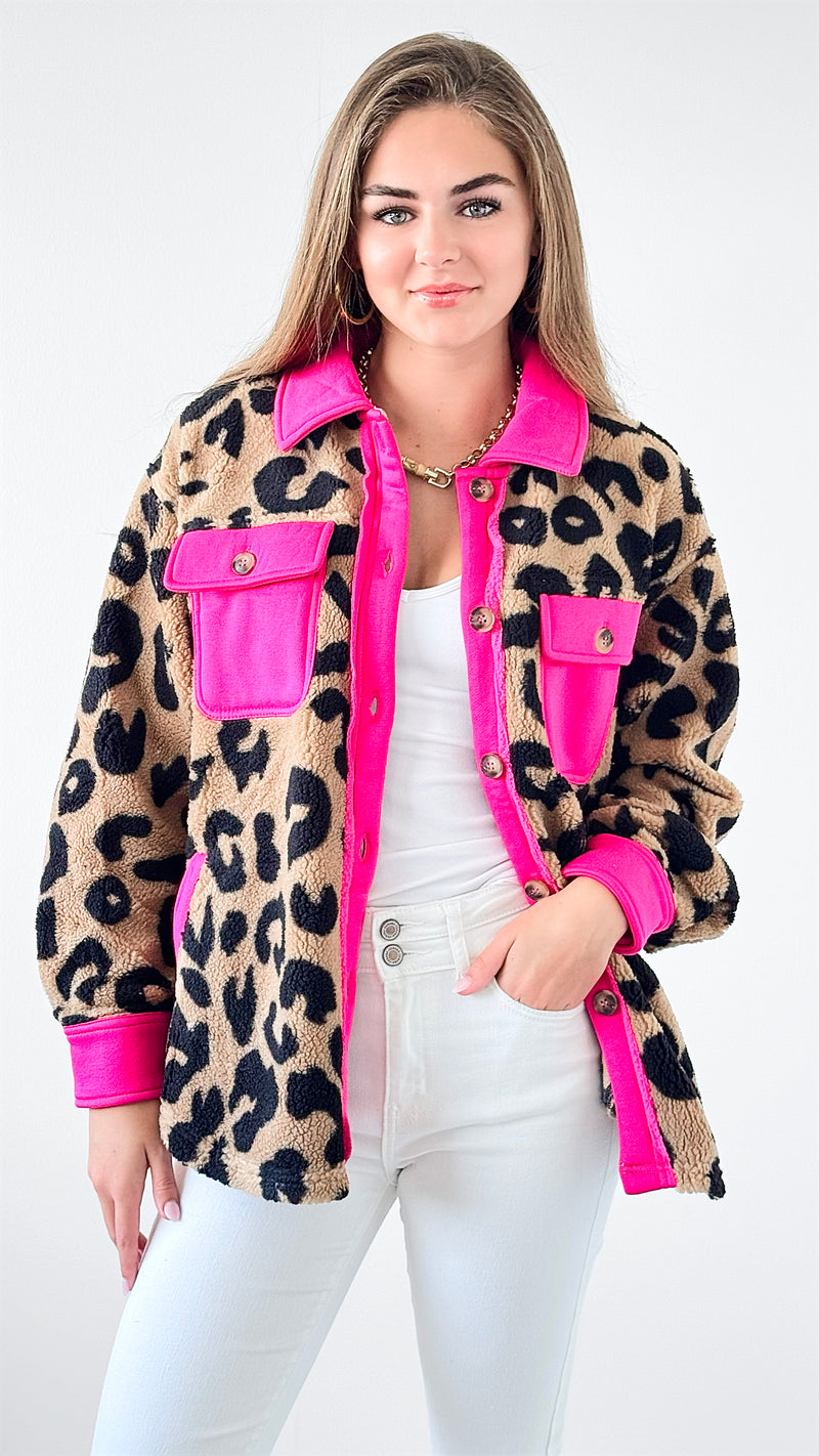 Fierce Contrast Fleece Shacket-130 Long Sleeve Tops-oddi-Coastal Bloom Boutique, find the trendiest versions of the popular styles and looks Located in Indialantic, FL