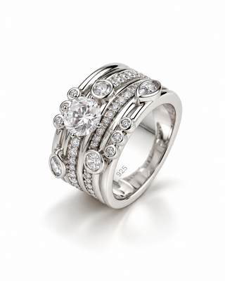 Layered Sterling Silver Stones Ring