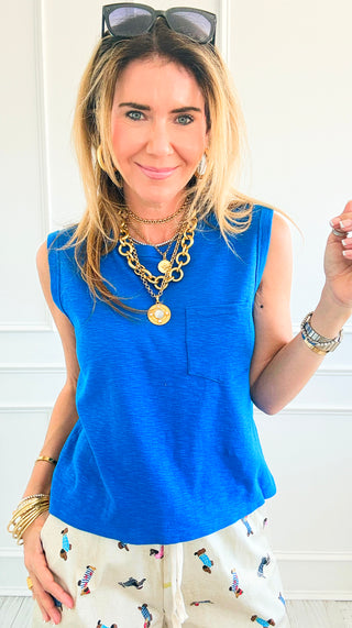 Relaxed Sleeveless Everyday Tank - Cobalt Blue
