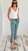 Washed Jogger Italian Pants - Emerald Green-180 Joggers-Tempo-Coastal Bloom Boutique, find the trendiest versions of the popular styles and looks Located in Indialantic, FL