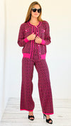 Bold Greek Knit Set- Fuchsia-210 Loungewear/Sets-Chasing Bandits-Coastal Bloom Boutique, find the trendiest versions of the popular styles and looks Located in Indialantic, FL