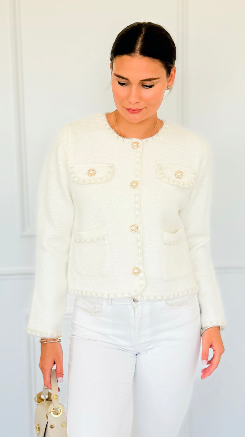 Che'rie Italian Cardigan-Ivory-150 Cardigans/Layers-Italianissimo-Coastal Bloom Boutique, find the trendiest versions of the popular styles and looks Located in Indialantic, FL