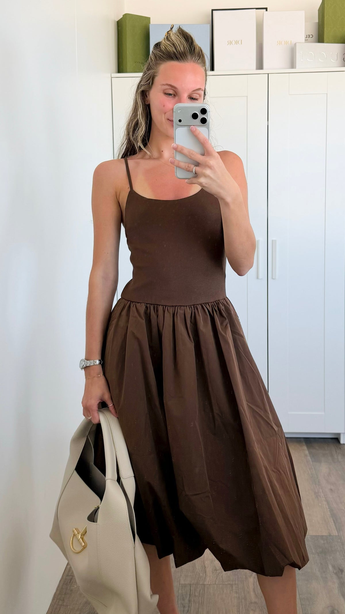 Modern Bubble Dress - Chocolate  Coastal Bloom
