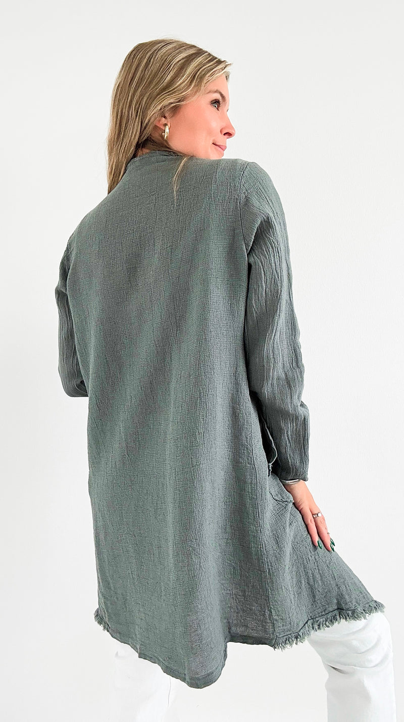 Seaside Breeze Drape Cardigan - Charcoal-150 Cardigans/Layers-V6-Coastal Bloom Boutique, find the trendiest versions of the popular styles and looks Located in Indialantic, FL