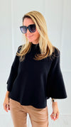 Bell Sleeve Sweater- Black-140 Sweaters-Zenana-Coastal Bloom Boutique, find the trendiest versions of the popular styles and looks Located in Indialantic, FL