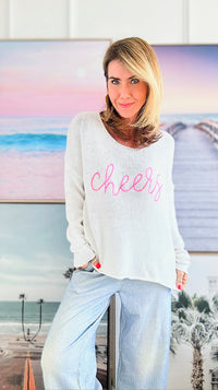 "Cheers" Lightweight Knit Sweater - White-140 Sweaters-Miracle-Coastal Bloom Boutique, find the trendiest versions of the popular styles and looks Located in Indialantic, FL