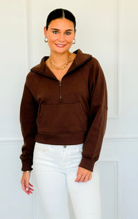 Mist Over Capri Sweatshirt - Brown-130 Long Sleeve Tops-Zenana-Coastal Bloom Boutique, find the trendiest versions of the popular styles and looks Located in Indialantic, FL