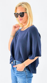 Winter in Amalfi Italian Top - Navy-140 Sweaters-Italianissimo-Coastal Bloom Boutique, find the trendiest versions of the popular styles and looks Located in Indialantic, FL