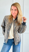 Trendy Zip-Up Leopard Bomber Jacket-160 Jackets-Fate Inc-Coastal Bloom Boutique, find the trendiest versions of the popular styles and looks Located in Indialantic, FL