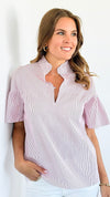 Split Neck Ruffle Top-100 Sleeveless Tops-ARYEH-Coastal Bloom Boutique, find the trendiest versions of the popular styles and looks Located in Indialantic, FL