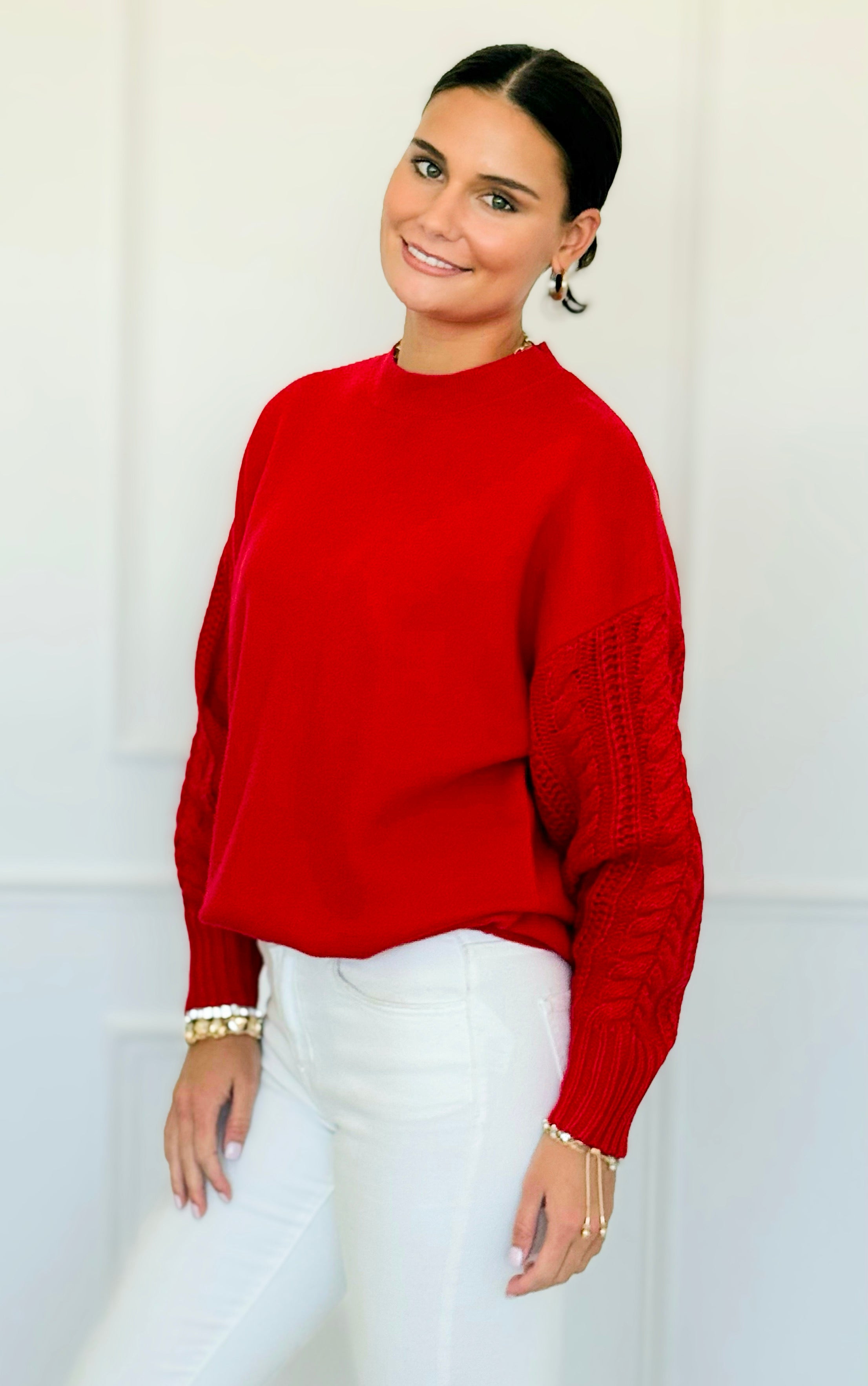 Fireside Sonata Sweater - Ruby-140 Sweaters-Zenana-Coastal Bloom Boutique, find the trendiest versions of the popular styles and looks Located in Indialantic, FL