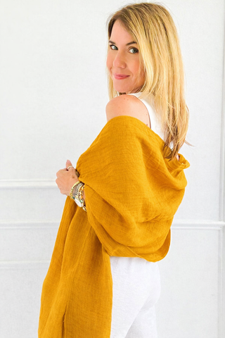 Chic Linen Italian Scarf- Mustard