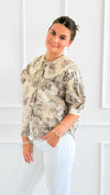 Countryside Reverie Puff Sleeve Top - Grey-110 Short Sleeve Tops-GIGIO-Coastal Bloom Boutique, find the trendiest versions of the popular styles and looks Located in Indialantic, FL