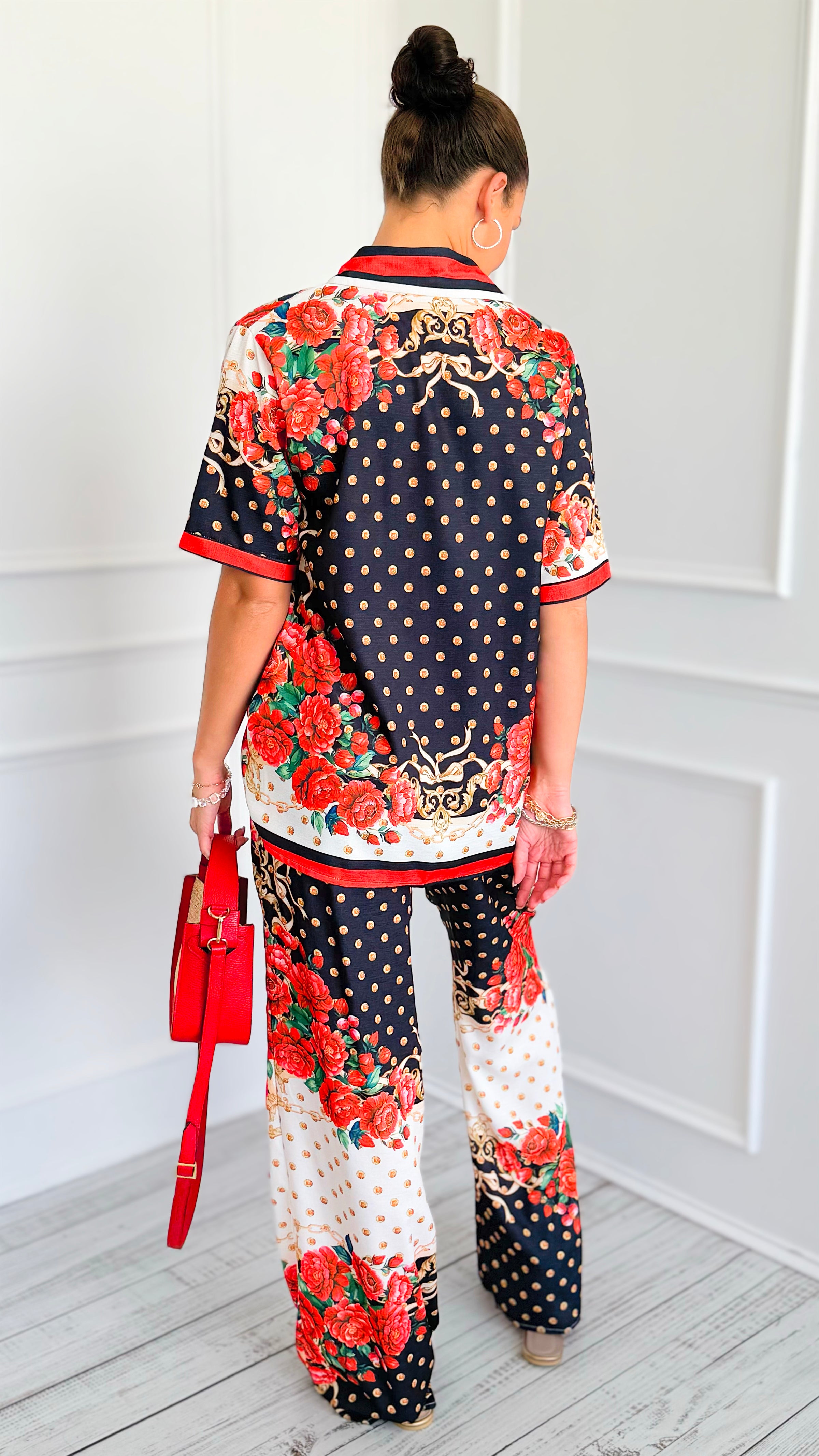 Floral Baroque Pant Set-210 Loungewear/Sets-Endless Moon-Coastal Bloom Boutique, find the trendiest versions of the popular styles and looks Located in Indialantic, FL