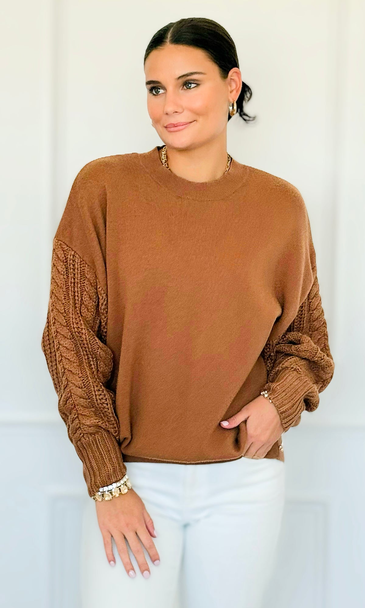 Fireside Sonata Sweater - Deep Camel-140 Sweaters-Zenana-Coastal Bloom Boutique, find the trendiest versions of the popular styles and looks Located in Indialantic, FL