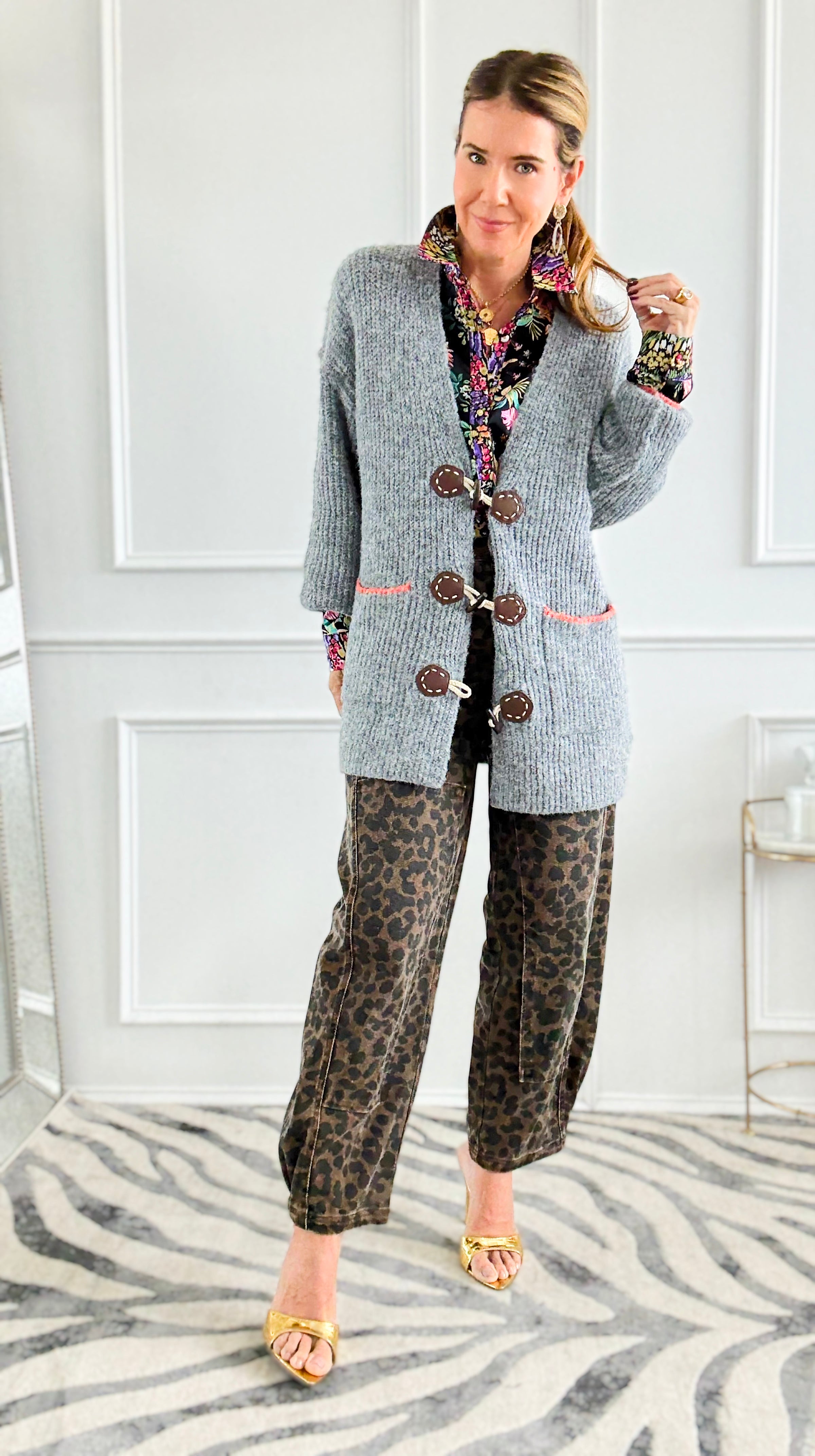 Toggle Trim Knit Cardigan