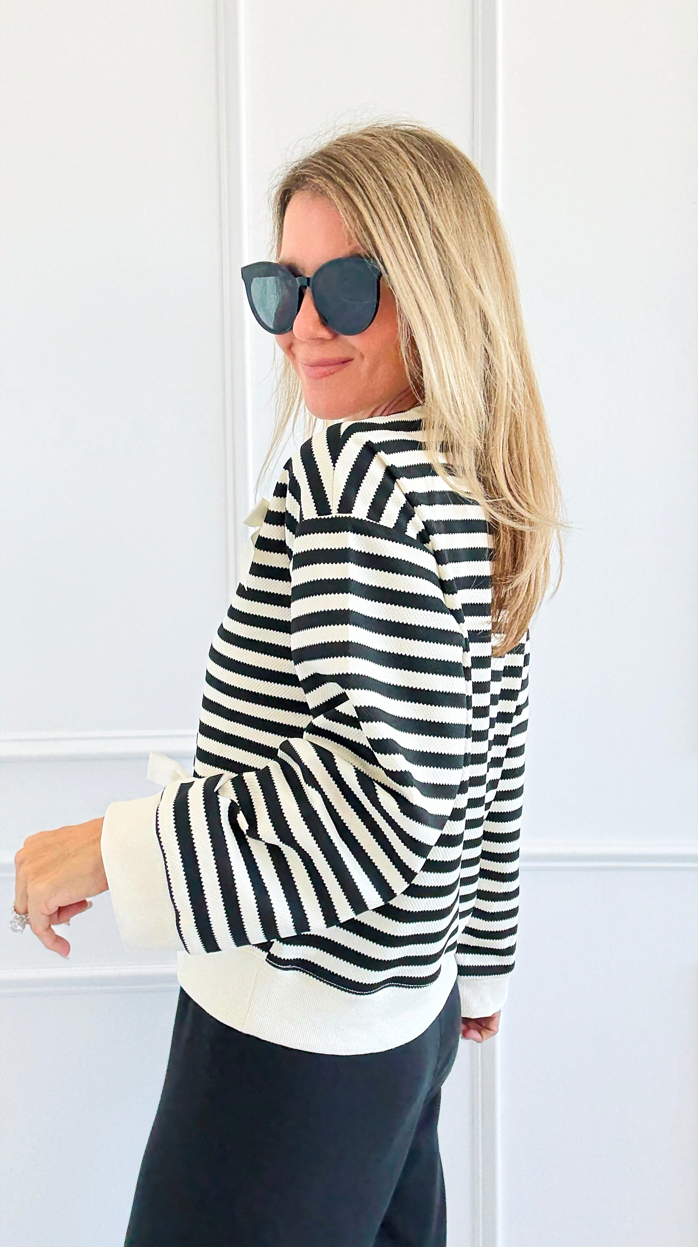 Tied & True Striped Top-130 Long Sleeve Tops-JODIFL-Coastal Bloom Boutique, find the trendiest versions of the popular styles and looks Located in Indialantic, FL