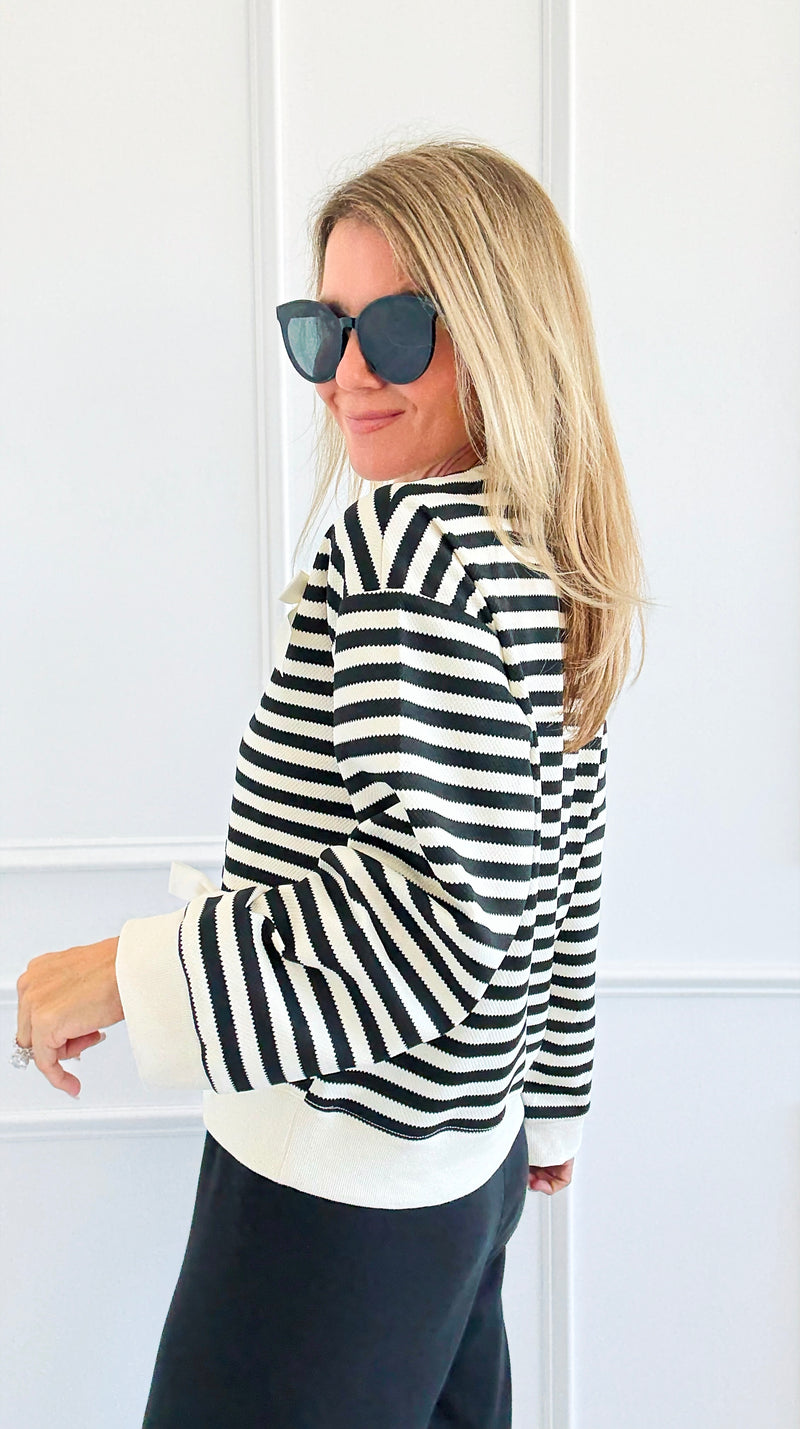 Tied & True Striped Top-130 Long Sleeve Tops-JODIFL-Coastal Bloom Boutique, find the trendiest versions of the popular styles and looks Located in Indialantic, FL