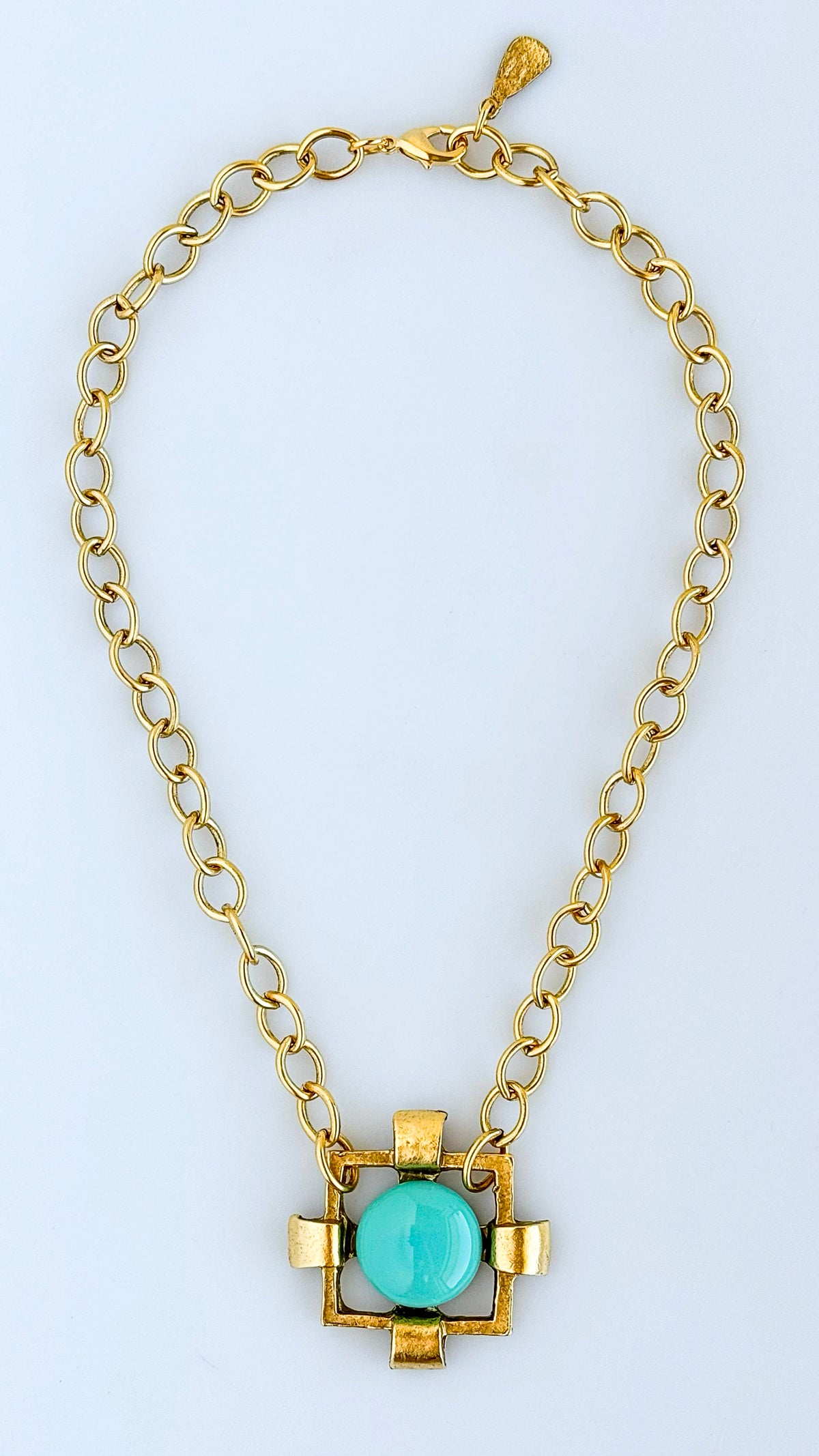 Chunky Aqua Pendant Necklace-230 Jewelry-YOCHI-Coastal Bloom Boutique, find the trendiest versions of the popular styles and looks Located in Indialantic, FL