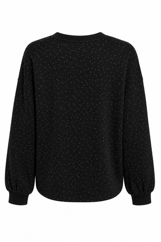 Rhinestone Long Sleeve Top - Black