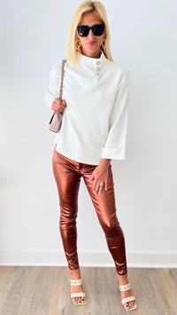 High-Rise Metallic Skinny Jean - Copper-170 Bottoms-YMI-Coastal Bloom Boutique, find the trendiest versions of the popular styles and looks Located in Indialantic, FL