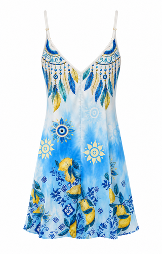 Blue Skies & Limoncello Italian Sleeveless Dress