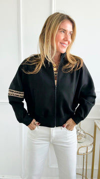 Zip-Front Cropped Lounge Jacket