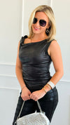 Twist and Shine Ruched Top-100 Sleeveless Tops-Ariella-Coastal Bloom Boutique, find the trendiest versions of the popular styles and looks Located in Indialantic, FL