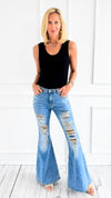 Wild Streak Flared Denim Pants-170 Bottoms-Oli & Hali-Coastal Bloom Boutique, find the trendiest versions of the popular styles and looks Located in Indialantic, FL