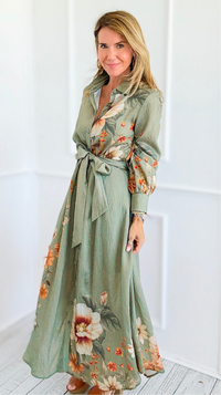 Botanic Cascade Maxi Shirt Dress-200 Dresses/Jumpsuits/Rompers-Rokoko-Coastal Bloom Boutique, find the trendiest versions of the popular styles and looks Located in Indialantic, FL
