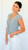 Chunky Cable Sweater Vest - Grey-150 Cardigans/Layers-Be Cool-Coastal Bloom Boutique, find the trendiest versions of the popular styles and looks Located in Indialantic, FL