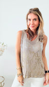 Metallic Duo Italian Knit Sleeveless Top - Taupe-100 Sleeveless Tops-Look Mode-Coastal Bloom Boutique, find the trendiest versions of the popular styles and looks Located in Indialantic, FL
