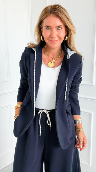 Caroline Italian Hoodie Blazer- Navy