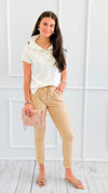 Star Detail Pocket Italian Jogger- Camel-180 Joggers-SEÑORITA C-Coastal Bloom Boutique, find the trendiest versions of the popular styles and looks Located in Indialantic, FL