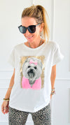 Pretty Pink In Puppy Italian Graphic Tee-110 Short Sleeve Tops-FIRSTAGE-Coastal Bloom Boutique, find the trendiest versions of the popular styles and looks Located in Indialantic, FL