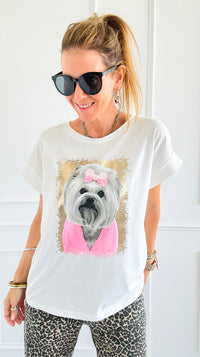 Pretty Pink In Puppy Italian Graphic Tee-110 Short Sleeve Tops-FIRSTAGE-Coastal Bloom Boutique, find the trendiest versions of the popular styles and looks Located in Indialantic, FL