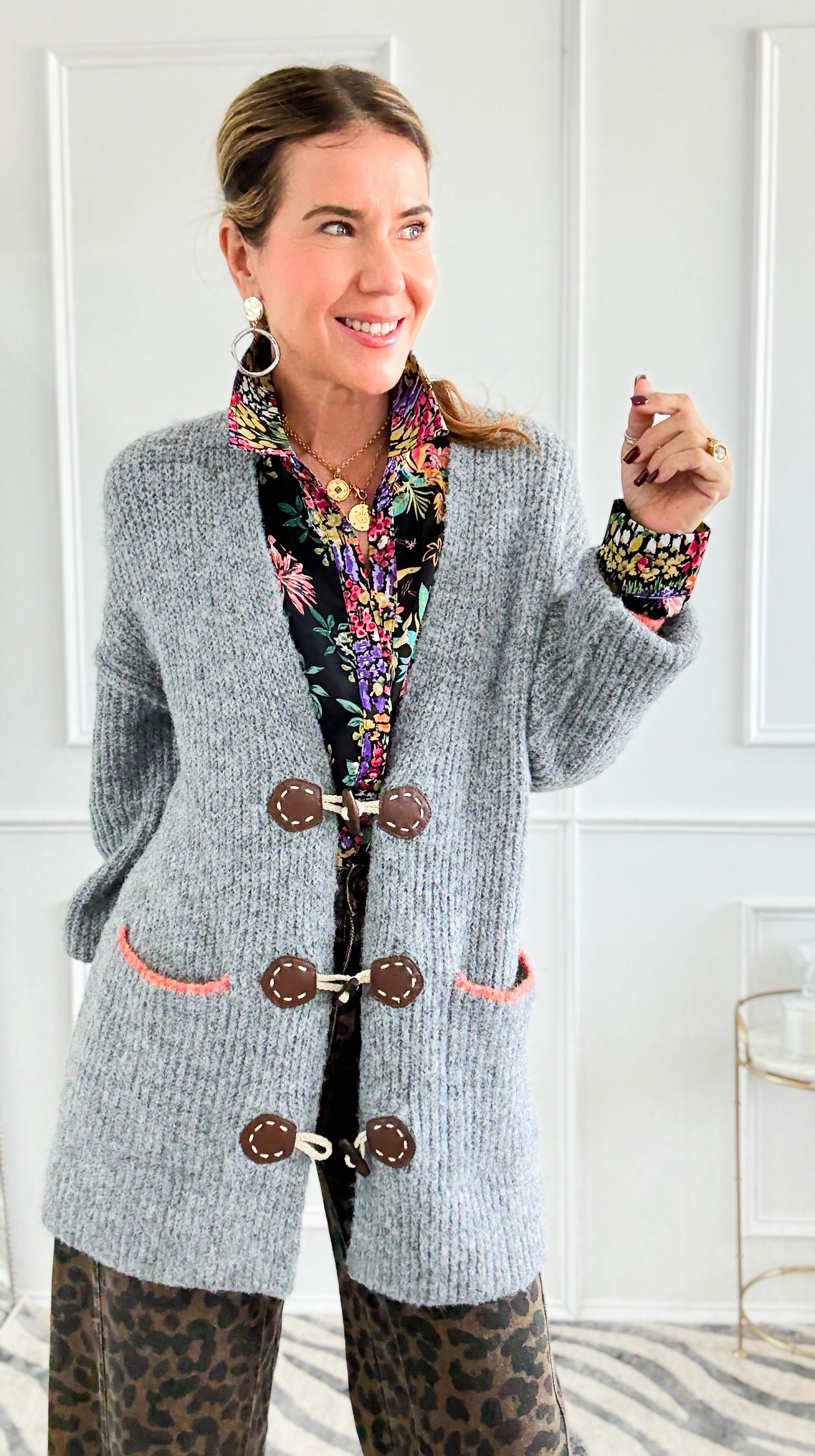 Toggle Trim Knit Cardigan