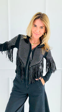 Starstruck Fringe Glam Jacket-160 Jackets-7Mango7-Coastal Bloom Boutique, find the trendiest versions of the popular styles and looks Located in Indialantic, FL