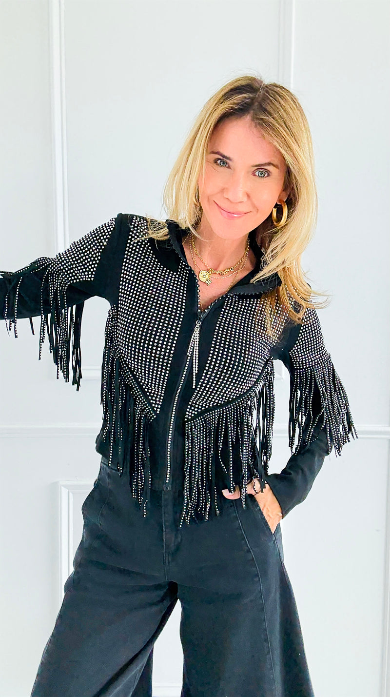 Starstruck Fringe Glam Jacket-160 Jackets-7Mango7-Coastal Bloom Boutique, find the trendiest versions of the popular styles and looks Located in Indialantic, FL