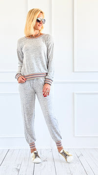 Chic Trim Detail Jogger Set-140 Sweaters-Rousseau-Coastal Bloom Boutique, find the trendiest versions of the popular styles and looks Located in Indialantic, FL