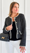 Chic Parisian Tweed Blazer-160 Jackets-entro-Coastal Bloom Boutique, find the trendiest versions of the popular styles and looks Located in Indialantic, FL