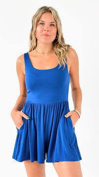 Double-Layered Tank Romper - Navy-200 Dresses/Jumpsuits/Rompers-Zenana-Coastal Bloom Boutique, find the trendiest versions of the popular styles and looks Located in Indialantic, FL