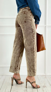 Washed Corduroy Straight Leg Cropped Pant- Mocha-170 Bottoms-Risen-Coastal Bloom Boutique, find the trendiest versions of the popular styles and looks Located in Indialantic, FL